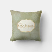 ヴィンテージパーソナライズされたスモーキーグリーンアレーダマスク クッション (正面)