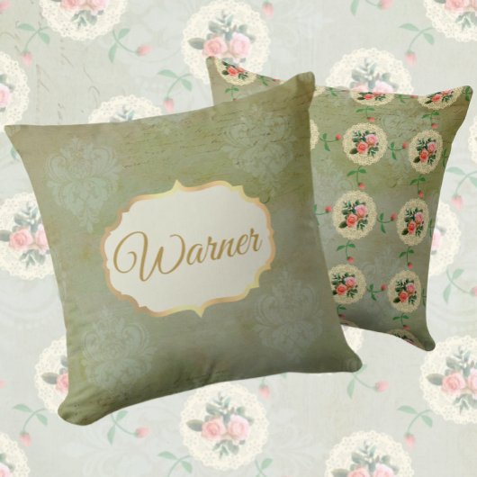 ヴィンテージパーソナライズされたスモーキーグリーンアレーダマスク クッション