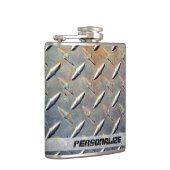 ヴィンテージパーソナライズされたダイヤモンドプレート鋼 フラスク (右)
