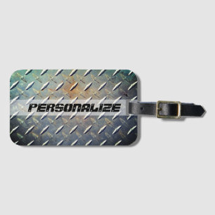 ヴィンテージパーソナライズされたダイヤモンドプレート鋼 ラゲッジタグ