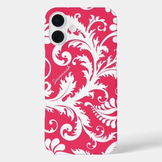 ヴィンテージパーソナライズされたダマスク変更ピンク Case-Mate iPhoneケース (裏面)