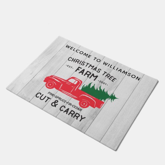 ヴィンテージパーソナライズされたトラッククリスマスウェルカムマット ドアマット (アングル)