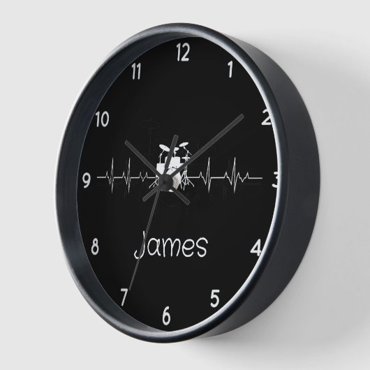 ヴィンテージパーソナライズされたドラムセット音楽ドラマーブラック 壁時計 (傾斜)