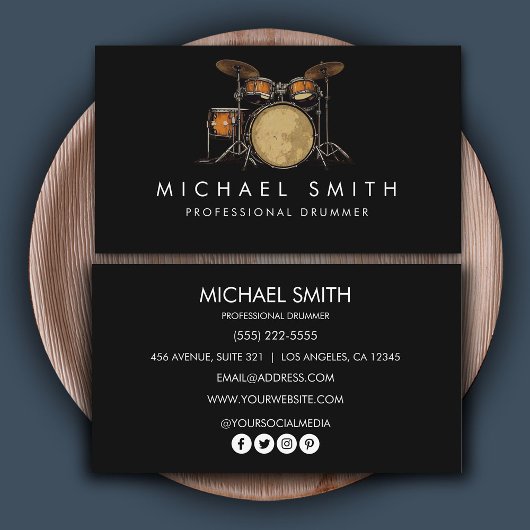 ヴィンテージパーソナライズされたドラムセット音楽ドラマー 名刺