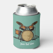 ヴィンテージパーソナライズされたドラムセット音楽ドラマー 缶クーラー (缶正面)