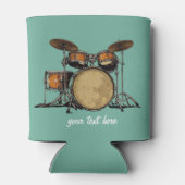 ヴィンテージパーソナライズされたドラムセット音楽ドラマー 缶クーラー (裏面)