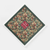 ヴィンテージパーソナライズされたナプキンをトレンディーの赤いトーン (コーナー)