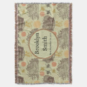 ヴィンテージパーソナライズされたハニー（昆虫）マルハナバチセージ スローブランケット (正面縦)