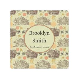 ヴィンテージパーソナライズされたハニー（昆虫）マルハナバチセージ メタルプリント