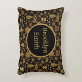 ヴィンテージパーソナライズされたハニー(昆虫)マルハナバチブラック アクセントクッション (正面(垂直))