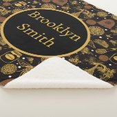 ヴィンテージパーソナライズされたハニー(昆虫)マルハナバチブラック シェルパブランケット (3/4)