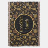 ヴィンテージパーソナライズされたハニー（昆虫）マルハナバチブラック スローブランケット (正面縦)