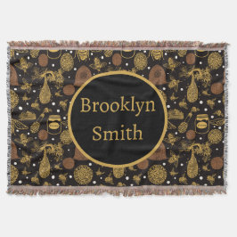 ヴィンテージパーソナライズされたハニー（昆虫）マルハナバチブラック スローブランケット