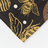 ヴィンテージパーソナライズされたハニー(昆虫)マルハナバチブラック フリースブランケット (角)