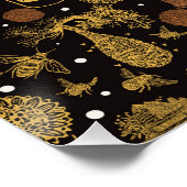 ヴィンテージパーソナライズされたハニー（昆虫）マルハナバチブラック ポスター (コーナー)