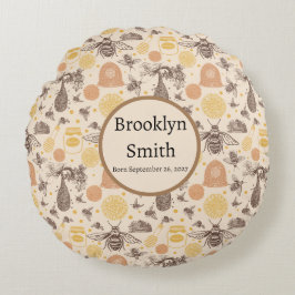 ヴィンテージパーソナライズされたハニー（昆虫）マルハナバチ ラウンドクッション