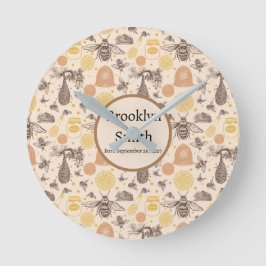 ヴィンテージパーソナライズされたハニー（昆虫）マルハナバチ ラウンド壁時計