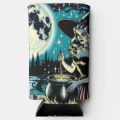 ヴィンテージパーソナライズされたハロウィーン魔女 スリム缶クーラー (正面)