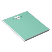 ヴィンテージパーソナライズされたハートmintグリーンメモ帳 ノートパッド (アングル)