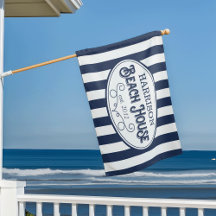 ヴィンテージパーソナライズされたビーチハウスストライプハウスフラグ