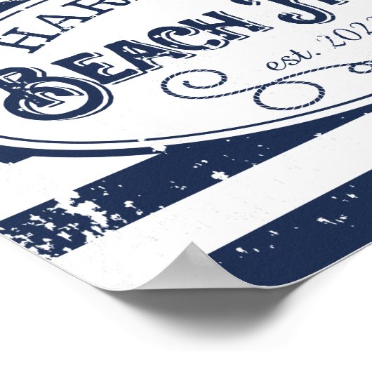 ヴィンテージパーソナライズされたビーチハウスプリント ポスター (角)