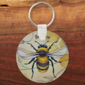 ヴィンテージパーソナライズされたビー1号とハニカムアート キーホルダー (正面)