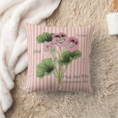 ヴィンテージパーソナライズされたピンクホワイトゼラニウムフラワー クッション (ブランケット)