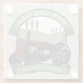 ヴィンテージパーソナライズされたファームトラクタカントリー農家 ガラスコースター (裏面)