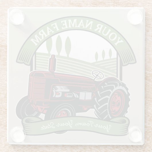 ヴィンテージパーソナライズされたファームトラクタカントリー農家 ガラスコースター (裏面)