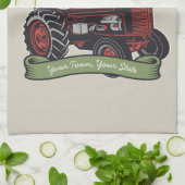 ヴィンテージパーソナライズされたファームトラクタカントリー農家 キッチンタオル (折り畳み)