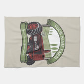 ヴィンテージパーソナライズされたファームトラクタカントリー農家 キッチンタオル (横)