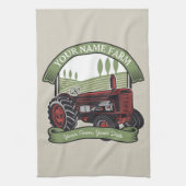 ヴィンテージパーソナライズされたファームトラクタカントリー農家 キッチンタオル (縦)