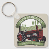 ヴィンテージパーソナライズされたファームトラクタカントリー農家 キーホルダー (正面)