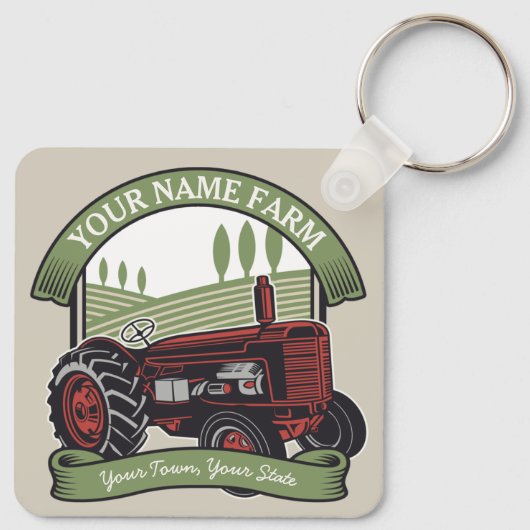 ヴィンテージパーソナライズされたファームトラクタカントリー農家 キーホルダー (裏面)