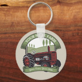 ヴィンテージパーソナライズされたファームトラクタカントリー農家 キーホルダー (正面)