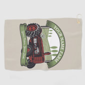 ヴィンテージパーソナライズされたファームトラクタカントリー農家 ゴルフタオル (横)