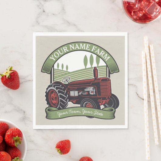 ヴィンテージパーソナライズされたファームトラクタカントリー農家 スタンダードランチョンナプキン (インサイチュ)
