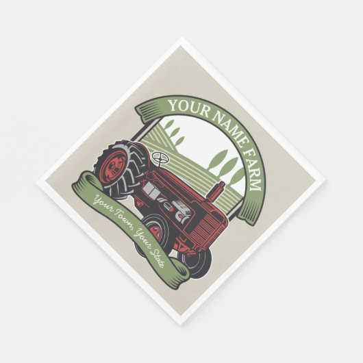 ヴィンテージパーソナライズされたファームトラクタカントリー農家 スタンダードランチョンナプキン (角)