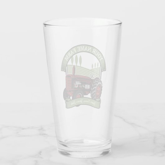 ヴィンテージパーソナライズされたファームトラクタカントリー農家 タンブラーグラス (裏面)