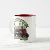 ヴィンテージパーソナライズされたファームトラクタカントリー農家 ツートーンマグカップ (正面左)