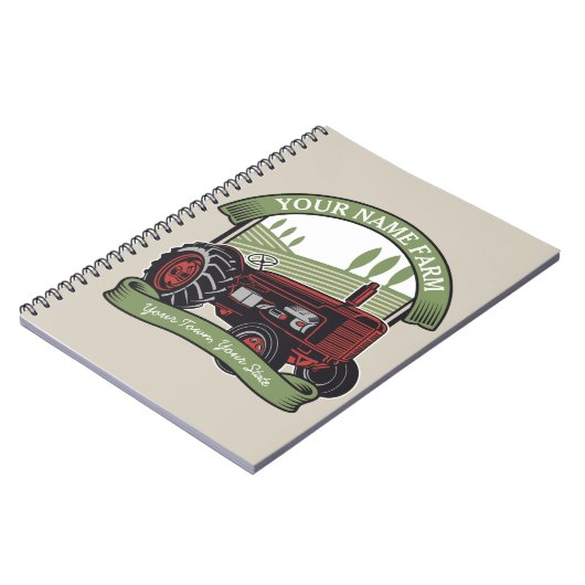 ヴィンテージパーソナライズされたファームトラクタカントリー農家 ノートブック (左側)