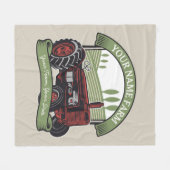 ヴィンテージパーソナライズされたファームトラクタカントリー農家  フリースブランケット (正面(横))