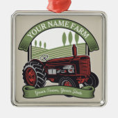ヴィンテージパーソナライズされたファームトラクタカントリー農家 メタルオーナメント (正面)