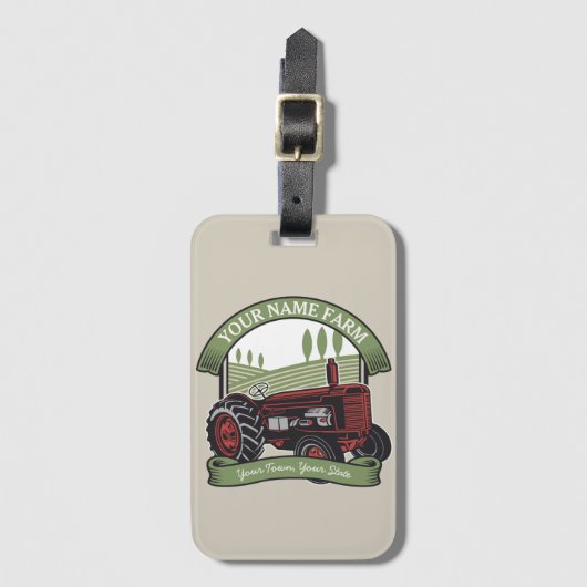 ヴィンテージパーソナライズされたファームトラクタカントリー農家 ラゲッジタグ (正面縦)