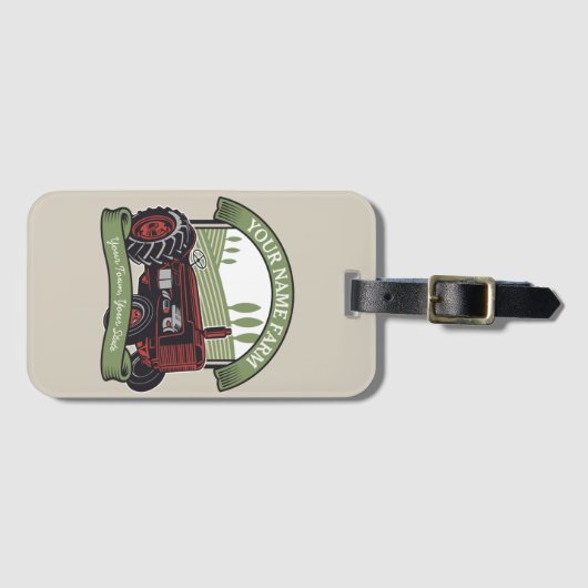 ヴィンテージパーソナライズされたファームトラクタカントリー農家 ラゲッジタグ (正面横)