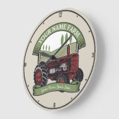 ヴィンテージパーソナライズされたファームトラクタカントリー農家 ラージ壁時計 (傾斜)