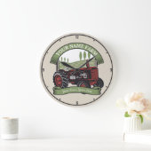 ヴィンテージパーソナライズされたファームトラクタカントリー農家 ラージ壁時計 (ホーム)