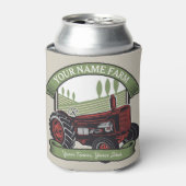 ヴィンテージパーソナライズされたファームトラクタカントリー農家 缶クーラー (缶正面)