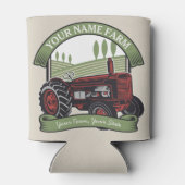 ヴィンテージパーソナライズされたファームトラクタカントリー農家 缶クーラー (裏面)