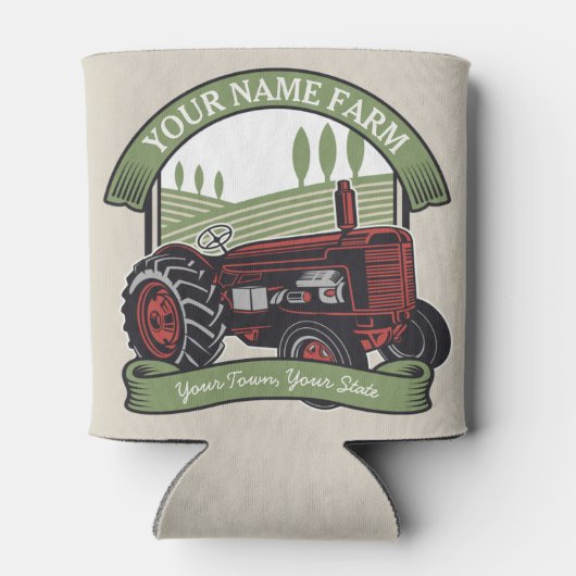 ヴィンテージパーソナライズされたファームトラクタカントリー農家 缶クーラー (裏面)